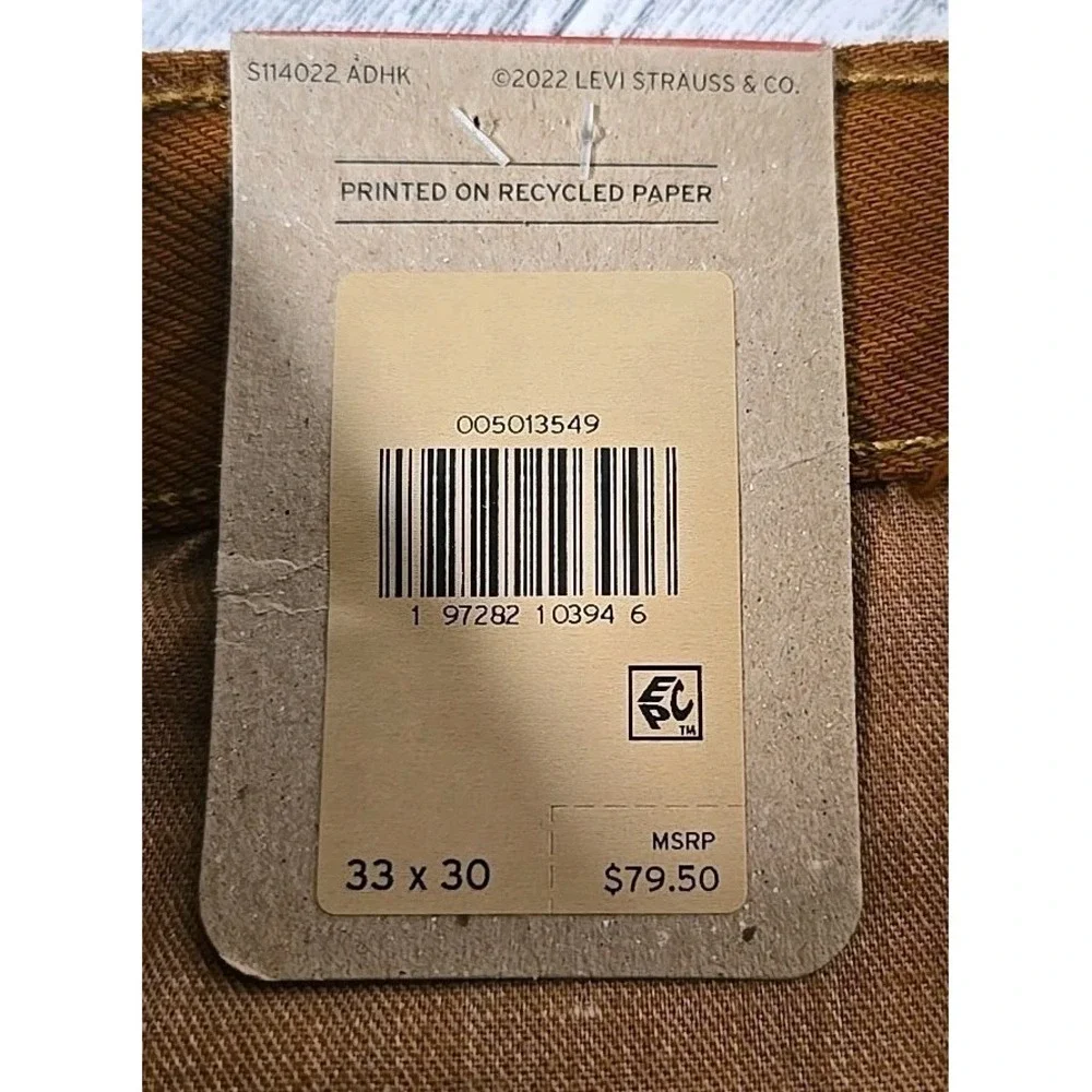 Levi's 501 Mens Jeans 33x30 Straight Leg Brown Sits at Waist Relaxed Thru Thigh